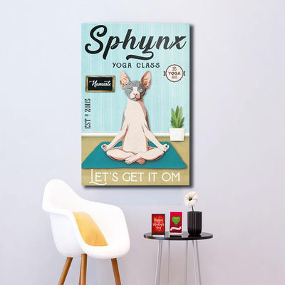 Personalized Canvas Prints Gift for Cat Lovers Sphynx Yoga Class Birthday Gift Vintage Home Wall Decor Canvas - Mostsuit