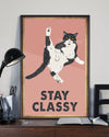 Canvas Prints Gift for Cat Lovers Stay Classy Birthday Gift Vintage Home Wall Decor Canvas - Mostsuit