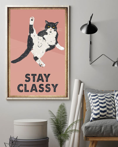 Canvas Prints Gift for Cat Lovers Stay Classy Birthday Gift Vintage Home Wall Decor Canvas - Mostsuit