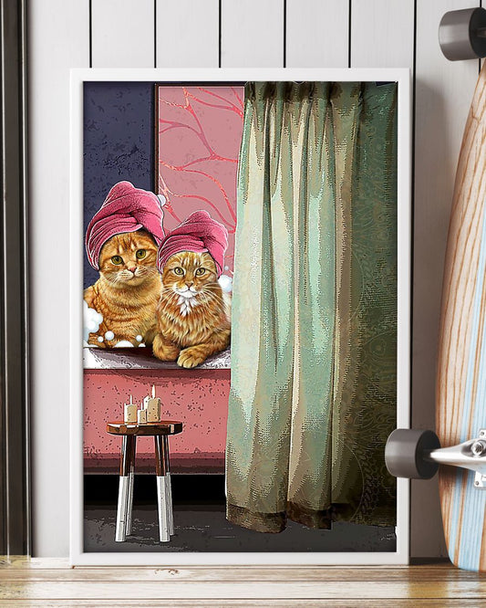 Personalized Photo Canvas Prints Gift for Cat Lovers Tabby Cat - Bathroom Birthday Gift Vintage Home Wall Decor Canvas - Mostsuit