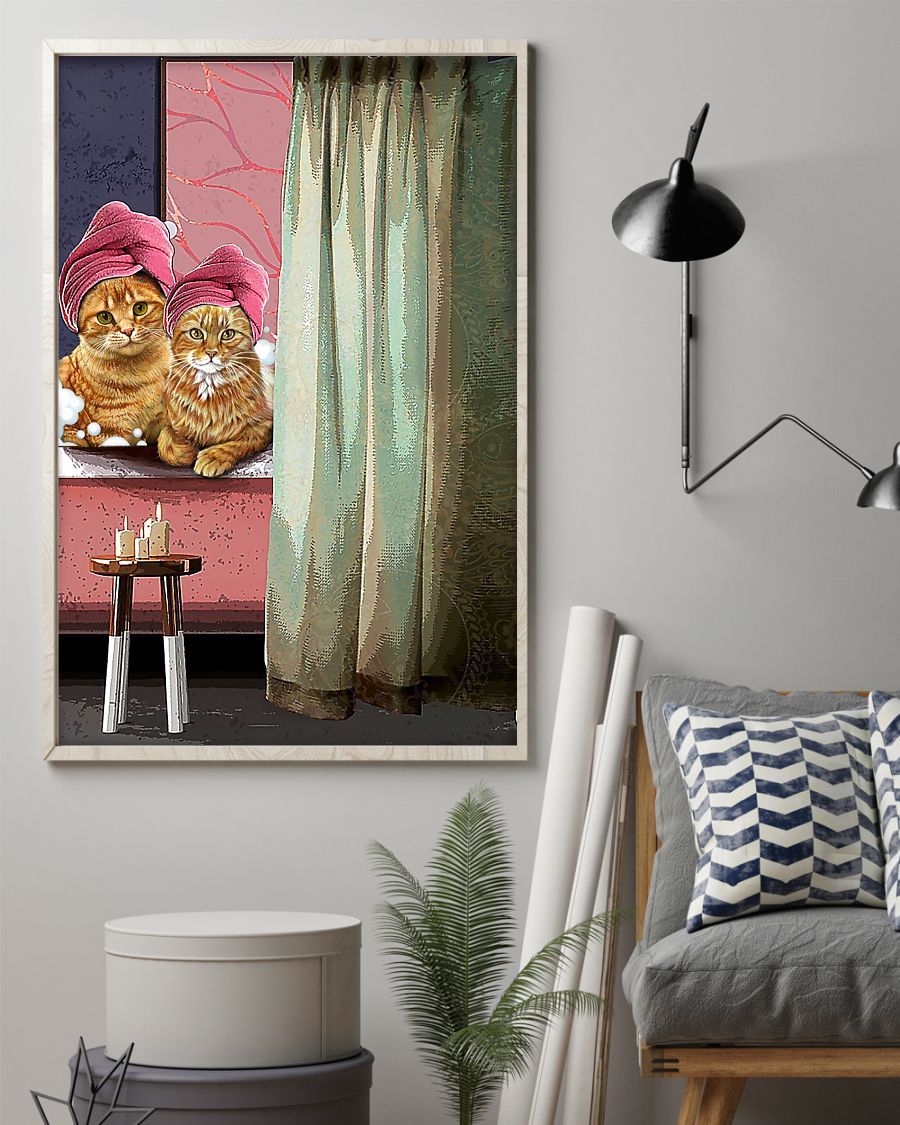 Personalized Photo Canvas Prints Gift for Cat Lovers Tabby Cat - Bathroom Birthday Gift Vintage Home Wall Decor Canvas - Mostsuit