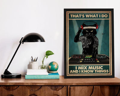 Canvas Prints Gift for Cat Lovers That's What I Do I Mix Music And I Know Things Gift Vintage Home Wall Decor Canvas - Mostsuit