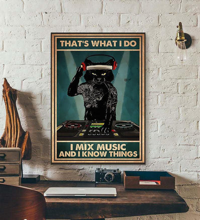 Canvas Prints Gift for Cat Lovers That's What I Do I Mix Music And I Know Things Gift Vintage Home Wall Decor Canvas - Mostsuit