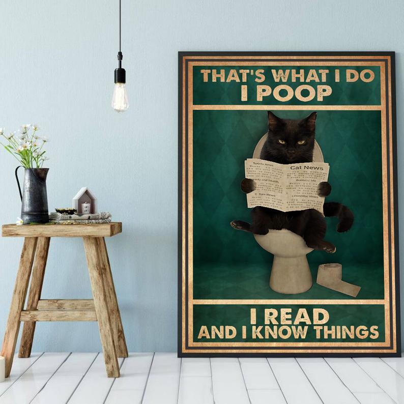 Canvas Prints Gift for Cat Lovers That's What I Do I Poop I Read And I Know Things Gift Vintage Home Wall Decor Canvas - Mostsuit