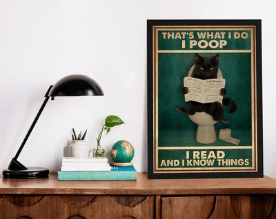 Canvas Prints Gift for Cat Lovers That's What I Do I Poop I Read And I Know Things Gift Vintage Home Wall Decor Canvas - Mostsuit