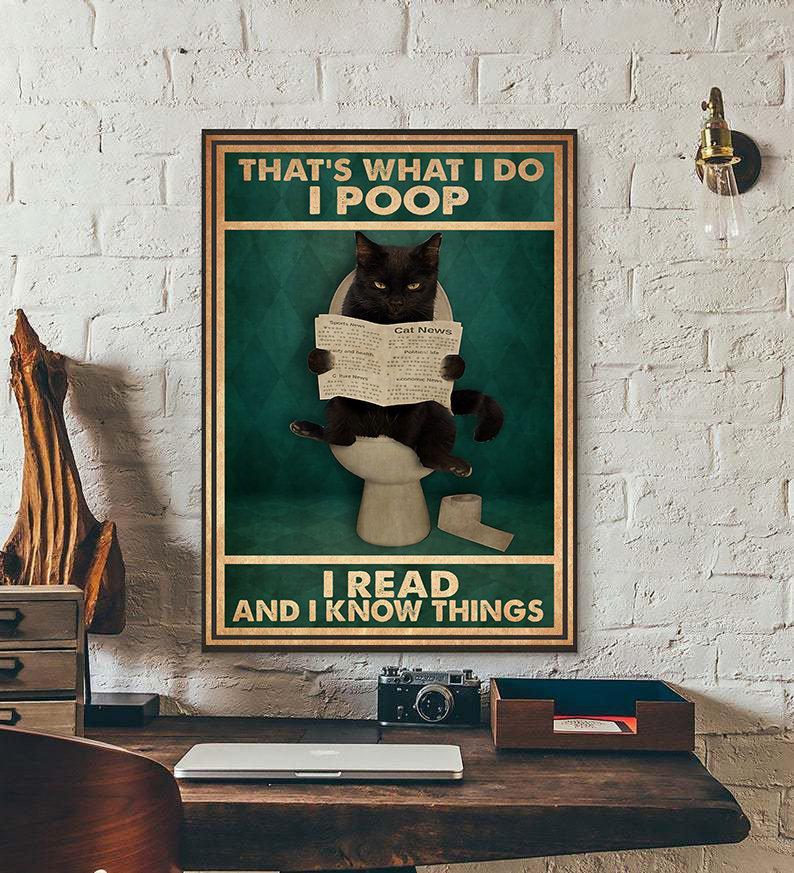 Canvas Prints Gift for Cat Lovers That's What I Do I Poop I Read And I Know Things Gift Vintage Home Wall Decor Canvas - Mostsuit