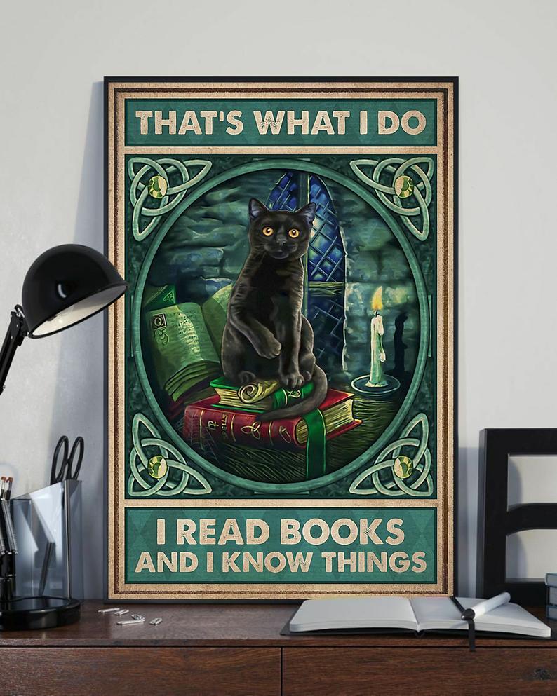 Canvas Prints Gift for Cat Lovers That's What I Do I Read Book I Know Things Birthday Gift Vintage Home Wall Decor Canvas - Mostsuit