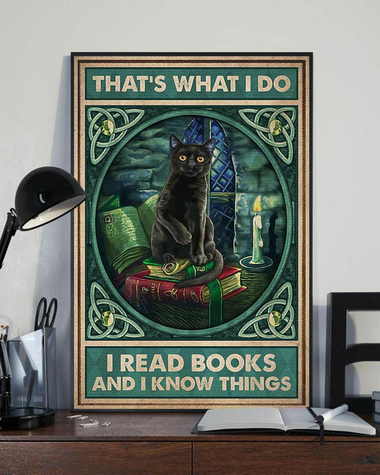Canvas Prints Gift for Cat Lovers That's What I Do I Read Book I Know Things Birthday Gift Vintage Home Wall Decor Canvas - Mostsuit