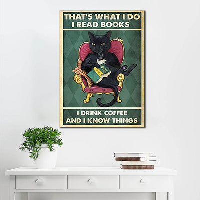Canvas Prints Gift for Cat Lovers That's What I Do, I Read Book Gift Vintage Home Wall Decor Canvas - Mostsuit
