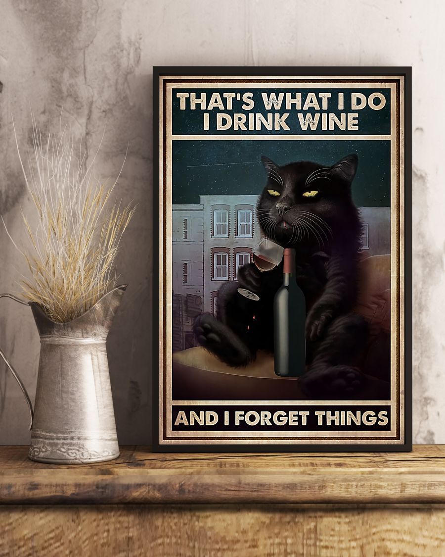 Canvas Prints Gift for Cat Lovers That's What I Do I Drink Wine Birthday Gift Vintage Home Wall Decor Canvas - Mostsuit