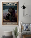 Canvas Prints Gift for Cat Lovers That's What I Do I Drink Wine Birthday Gift Vintage Home Wall Decor Canvas - Mostsuit