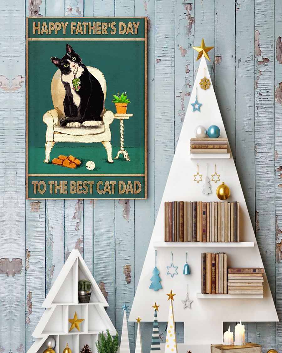 Canvas Prints Gift for Cat Lovers The Best Cat Dad Father's Day Birthday Gift Vintage Home Wall Decor Canvas - Mostsuit