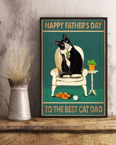 Canvas Prints Gift for Cat Lovers The Best Cat Dad Father's Day Birthday Gift Vintage Home Wall Decor Canvas - Mostsuit