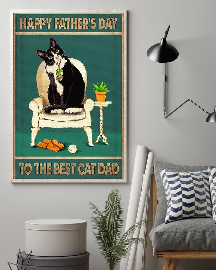 Canvas Prints Gift for Cat Lovers The Best Cat Dad Father's Day Birthday Gift Vintage Home Wall Decor Canvas - Mostsuit