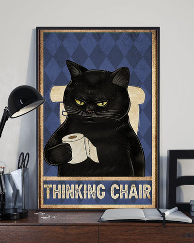 Canvas Prints Gift for Cat Lovers Thinking Chair Birthday Gift Vintage Home Wall Decor Canvas - Mostsuit
