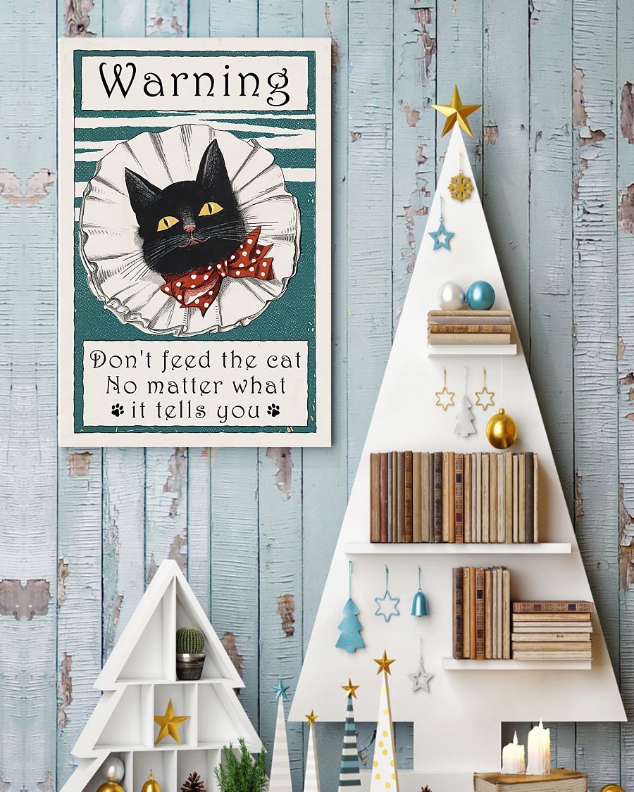 Canvas Prints Gift for Cat Lovers Warning Don't Feed the Cat Birthday Gift Vintage Home Wall Decor Canvas - Mostsuit