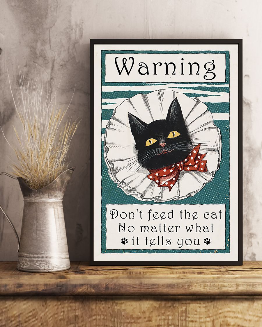 Canvas Prints Gift for Cat Lovers Warning Don't Feed the Cat Birthday Gift Vintage Home Wall Decor Canvas - Mostsuit