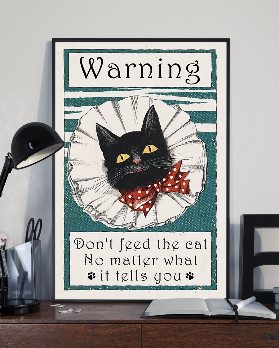 Canvas Prints Gift for Cat Lovers Warning Don't Feed the Cat Birthday Gift Vintage Home Wall Decor Canvas - Mostsuit