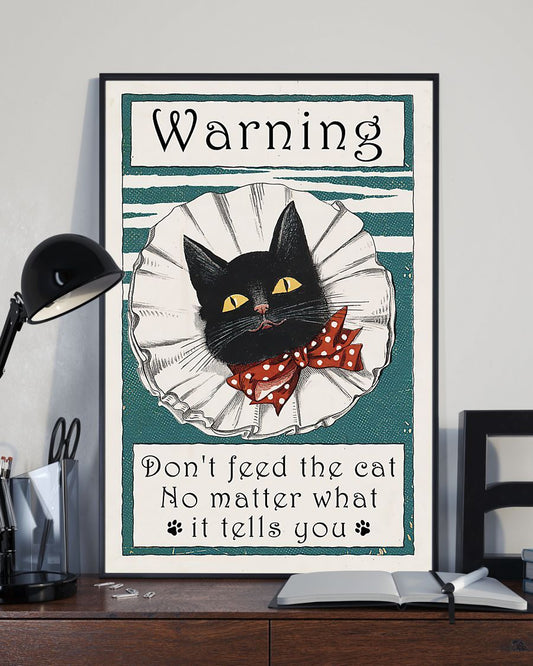 Canvas Prints Gift for Cat Lovers Warning Don't Feed the Cat Birthday Gift Vintage Home Wall Decor Canvas - Mostsuit