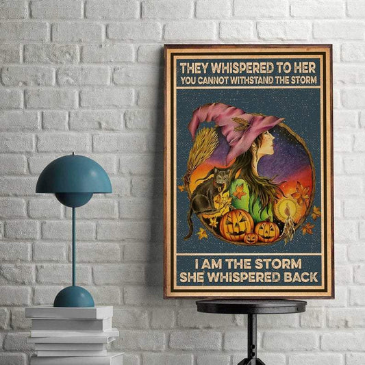 Canvas Prints Gift for Cat Lovers Witch Halloween Gift Vintage Home Wall Decor Canvas - Mostsuit