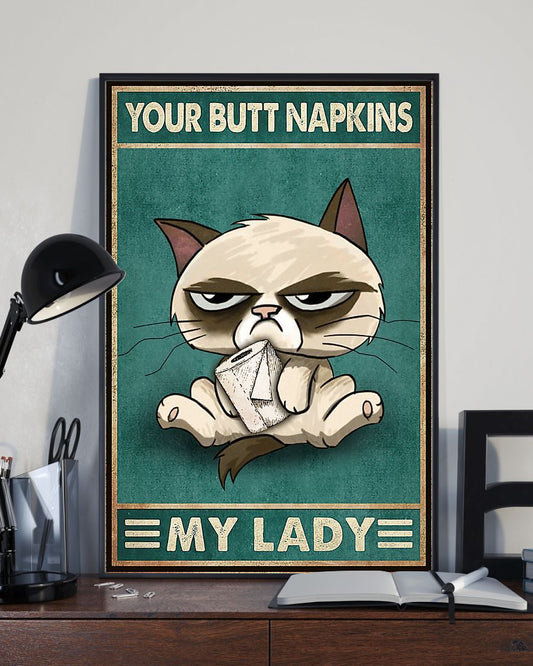 Canvas Prints Gift for Cat Lovers Your Butt Napkins My Lady Birthday Gift Vintage Home Wall Decor Canvas - Mostsuit