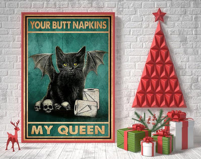 Canvas Prints Gift for Cat Lovers Your Butt Napkins My Queen Christmas Gift Vintage Home Wall Decor Canvas - Mostsuit