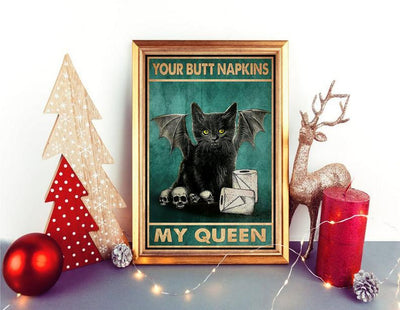 Canvas Prints Gift for Cat Lovers Your Butt Napkins My Queen Christmas Gift Vintage Home Wall Decor Canvas - Mostsuit