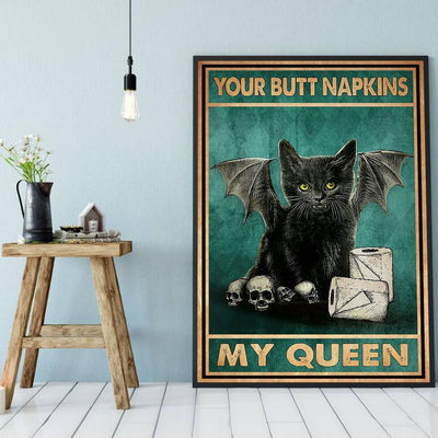 Canvas Prints Gift for Cat Lovers Your Butt Napkins My Queen Christmas Gift Vintage Home Wall Decor Canvas - Mostsuit