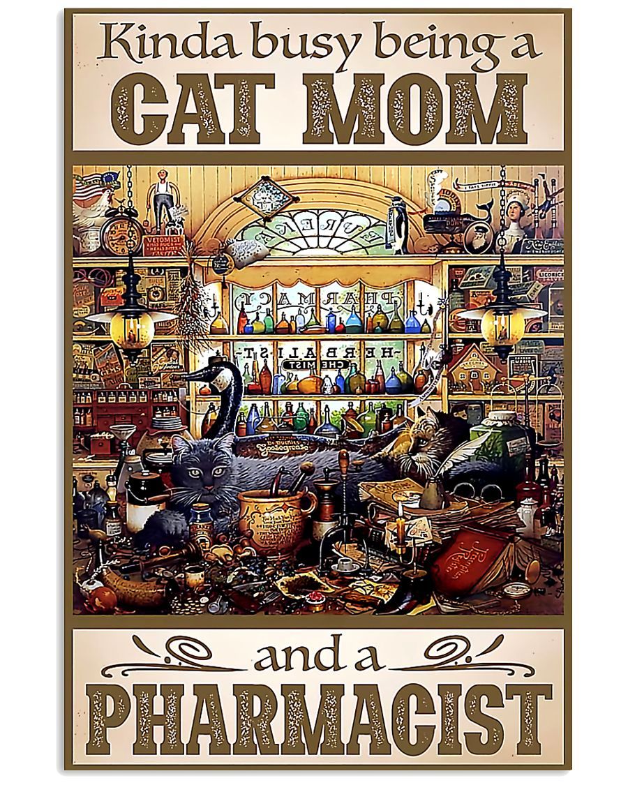 Canvas Prints Gift for Cat Loves Pharmacist Busy Cat Mom Birthday Gift Vintage Home Wall Decor Canvas - Mostsuit