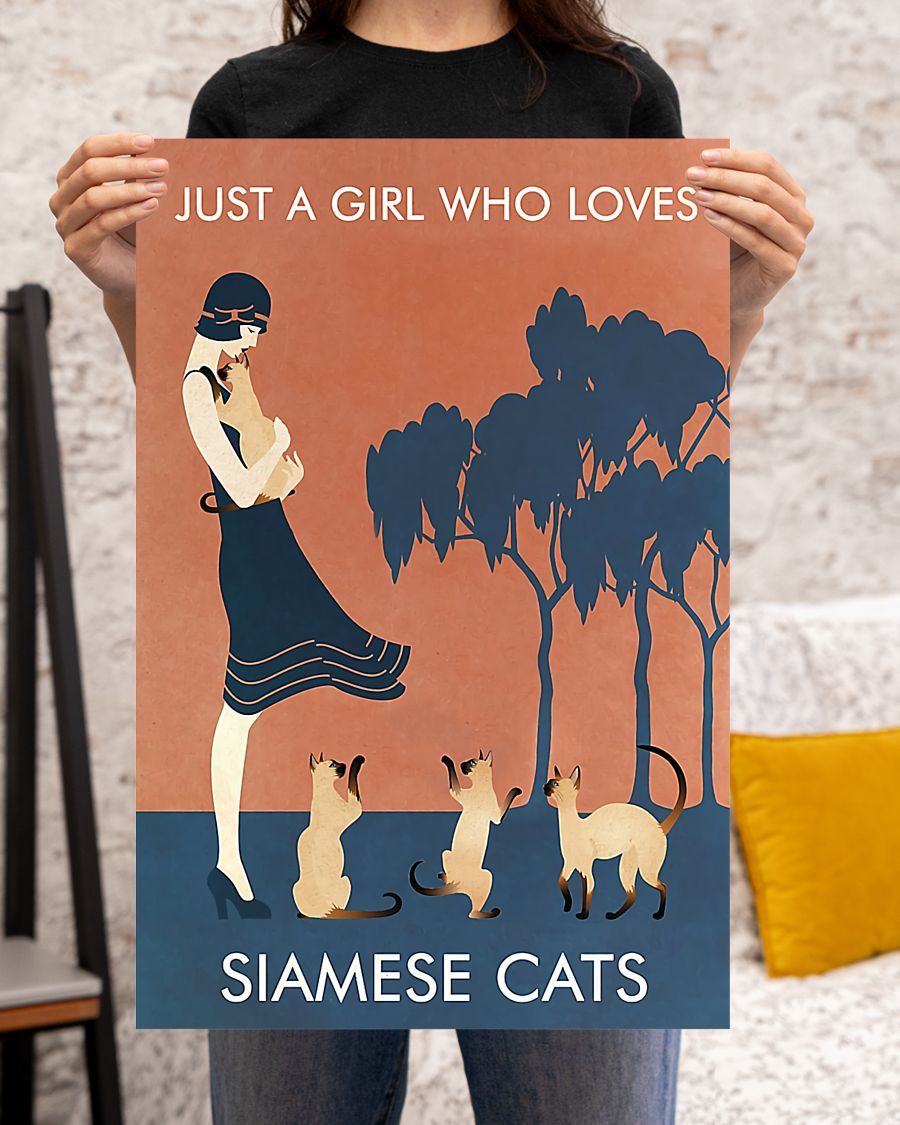 Canvas Prints Gift for Cat Siamese Cat- Girl Birthday Gift Vintage Home Wall Decor Canvas - Mostsuit