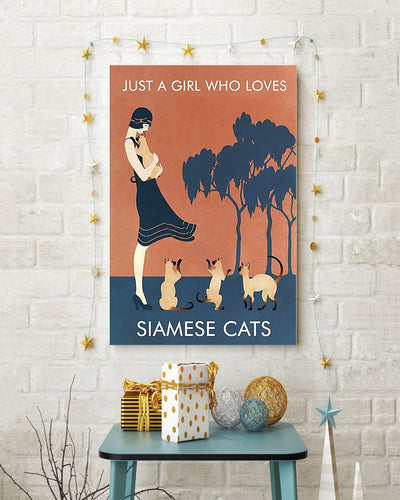 Canvas Prints Gift for Cat Siamese Cat- Girl Birthday Gift Vintage Home Wall Decor Canvas - Mostsuit