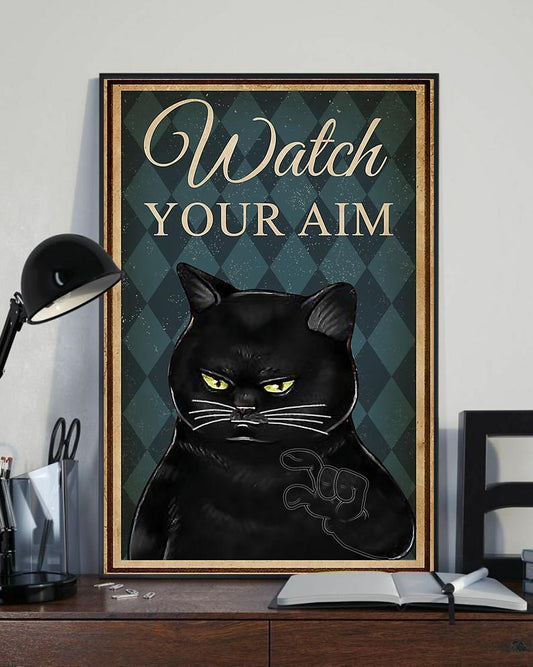 Canvas Prints Gift for Cat Watch Your Aim Birthday Gift Vintage Home Wall Decor Canvas - Mostsuit