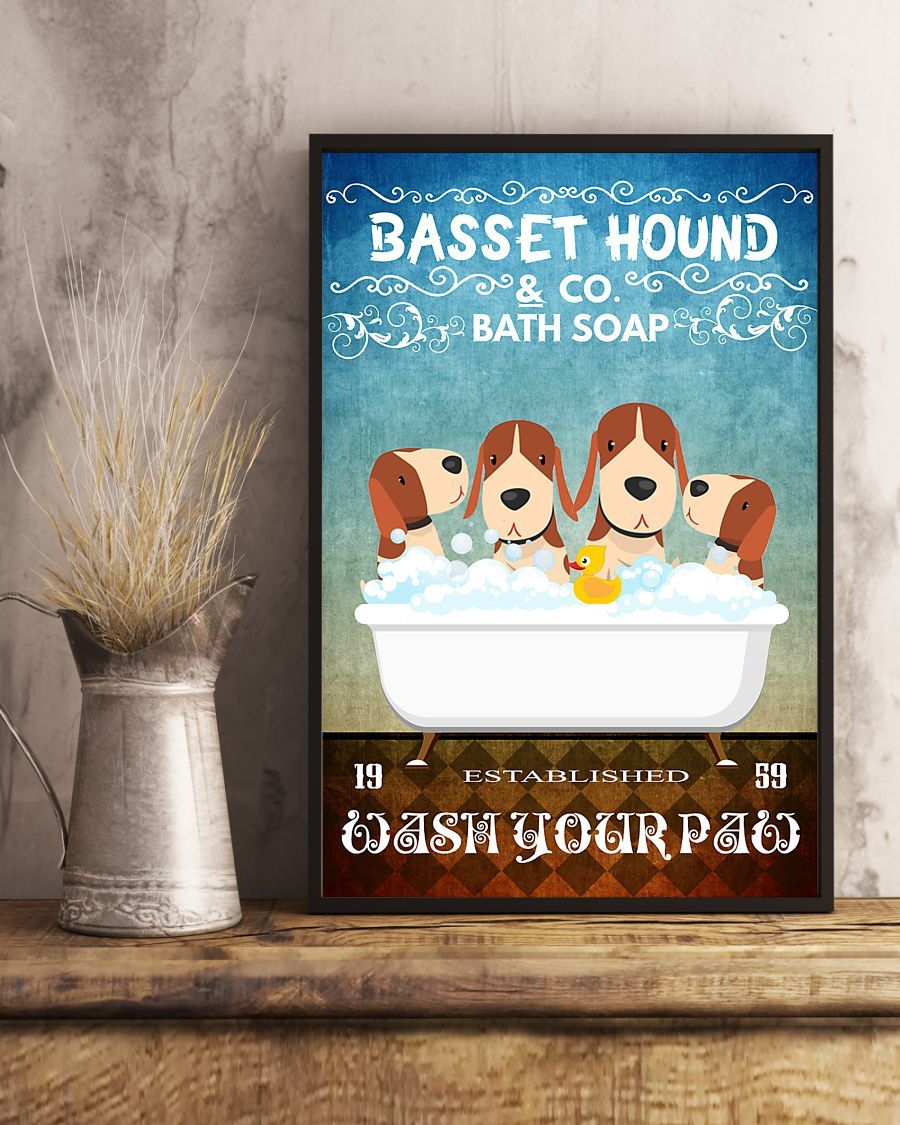 Canvas Prints Gift for Dog Lovers Basset Hound Bath Soap Birthday Gift Vintage Home Wall Decor Canvas - Mostsuit