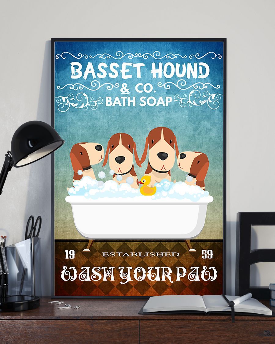 Canvas Prints Gift for Dog Lovers Basset Hound Bath Soap Birthday Gift Vintage Home Wall Decor Canvas - Mostsuit