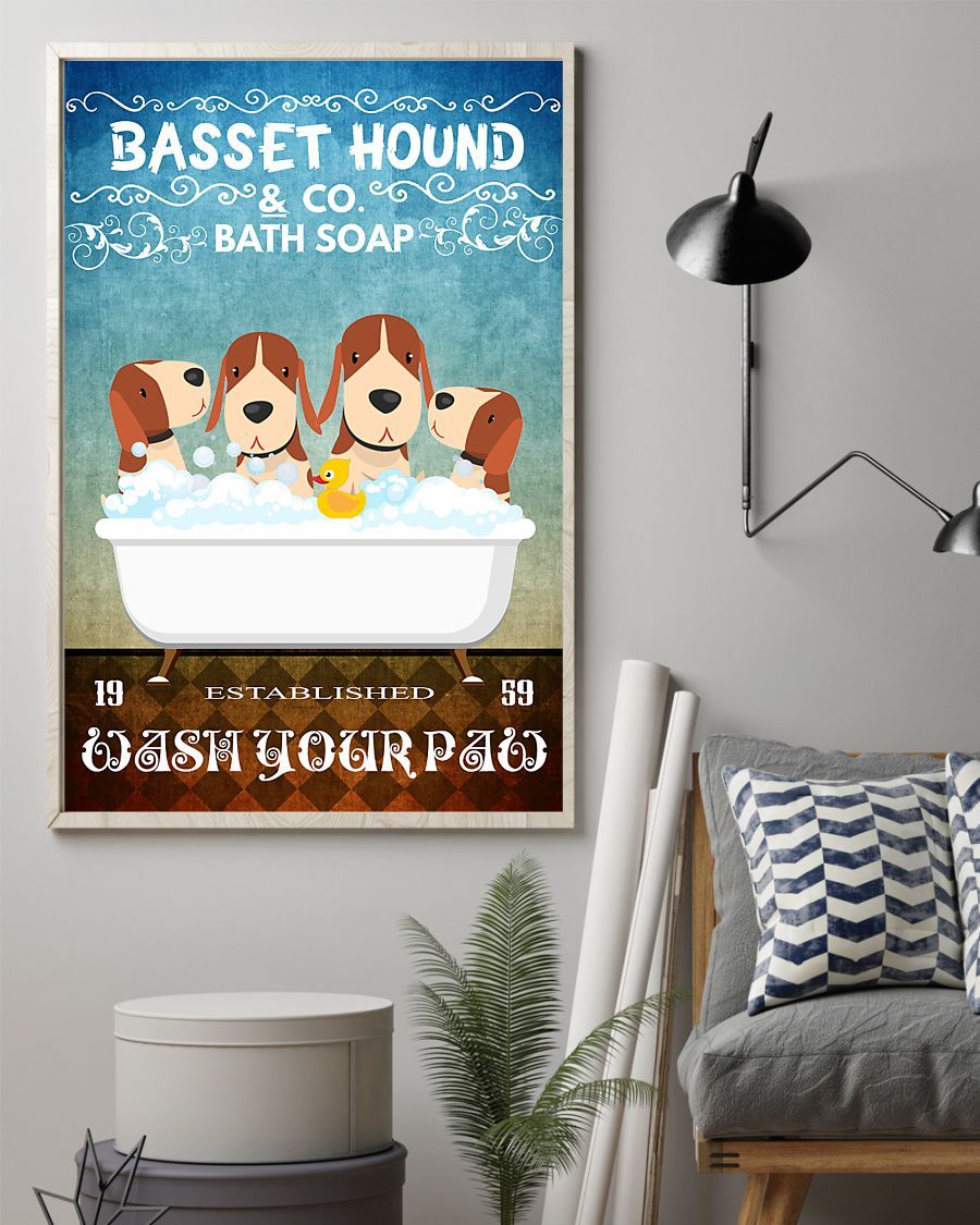 Canvas Prints Gift for Dog Lovers Basset Hound Bath Soap Birthday Gift Vintage Home Wall Decor Canvas - Mostsuit