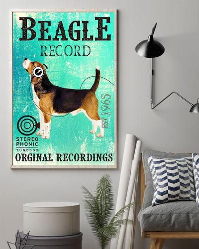 Personalized Photo Canvas Prints Gift for Dog Lovers Beagle Record Birthday Gift Vintage Home Wall Decor Canvas - Mostsuit