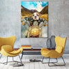 Personalized Photo Canvas Prints Gift for Dog Lovers Bulldog Motorbike Birthday Gift Vintage Home Wall Decor Canvas - Mostsuit
