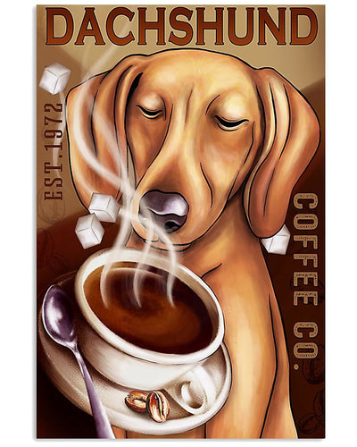 Canvas Prints Gift for Dog Lovers Coffee Dachshund Birthday Gift Vintage Home Wall Decor Canvas - Mostsuit