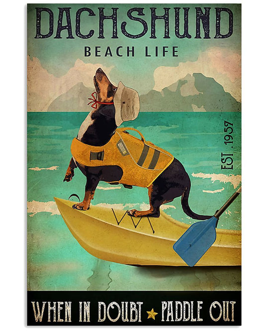 Canvas Prints Gift for Dog Lovers Dachshund beach life Birthday Gift Vintage Home Wall Decor Canvas - Mostsuit