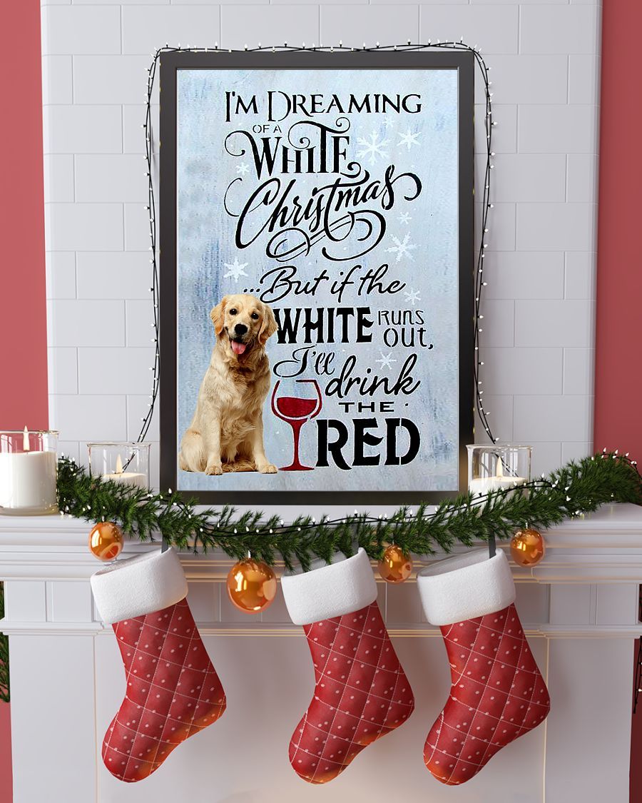 Personalized Photo Canvas Prints Gift for Dog Lovers Golden Retriever Dreaming of A White Christmas Gift Vintage Home Wall Decor Canvas - Mostsuit