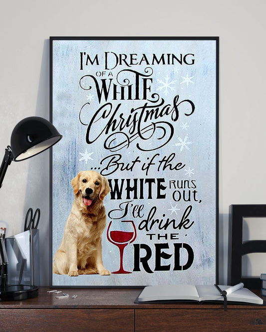 Personalized Photo Canvas Prints Gift for Dog Lovers Golden Retriever Dreaming of A White Christmas Gift Vintage Home Wall Decor Canvas - Mostsuit