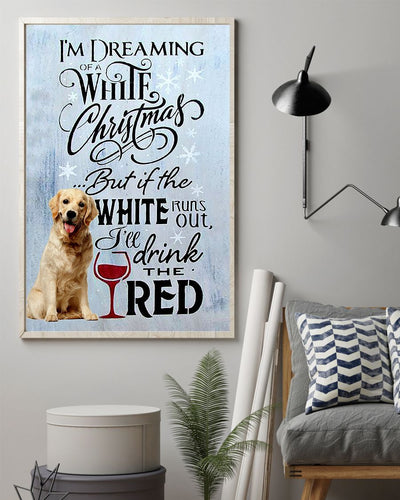 Personalized Photo Canvas Prints Gift for Dog Lovers Golden Retriever Dreaming of A White Christmas Gift Vintage Home Wall Decor Canvas - Mostsuit