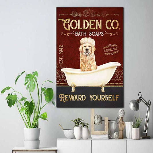 Canvas Prints Gift for Dog Lovers Golden Wash Your Paws Gift Vintage Home Wall Decor Canvas - Mostsuit
