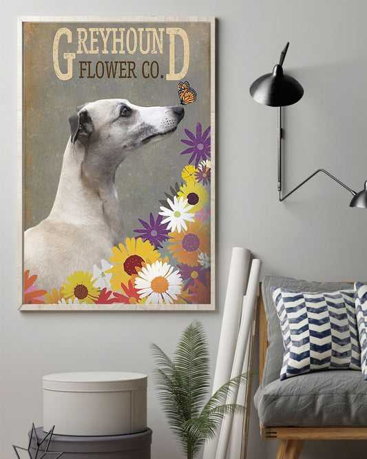 Personalized Photo Canvas Prints Gift for Dog Lovers Greyhound Flower Birthday Gift Vintage Home Wall Decor Canvas - Mostsuit