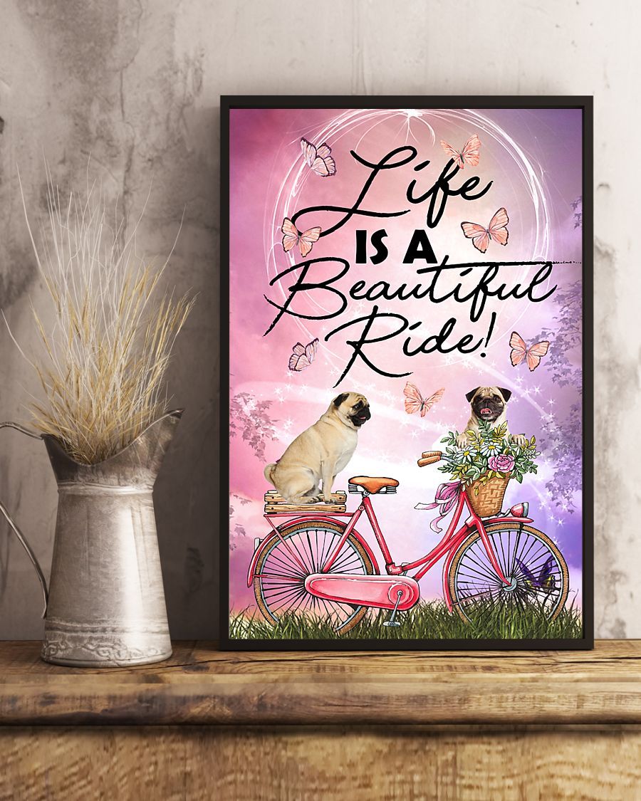 Personalized Photo Canvas Prints Gift for Dog Lovers Pug Life Is A Beautiful Ride Birthday Gift Vintage Home Wall Decor Canvas - Mostsuit