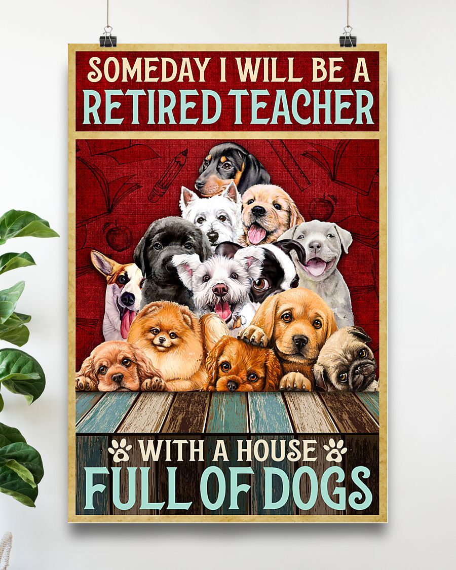 Personalized Photo Canvas Prints Gift for Dog Lovers Retired Teacher - With A House Full Of Dogs Birthday Gift Vintage Home Wall Decor Canvas - Mostsuit