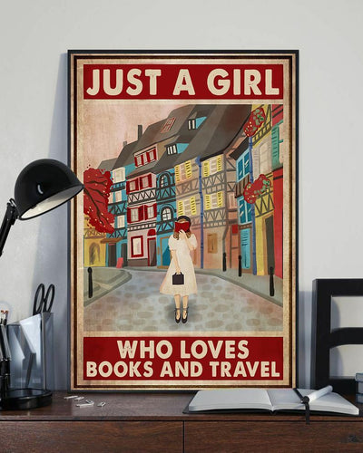 Canvas Prints Girl Loves Books And Travel Birthday Gift Vintage Home Wall Decor Canvas - Mostsuit