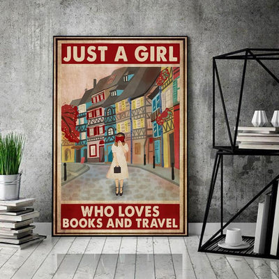 Canvas Prints Girl Loves Books And Travel Birthday Gift Vintage Home Wall Decor Canvas - Mostsuit