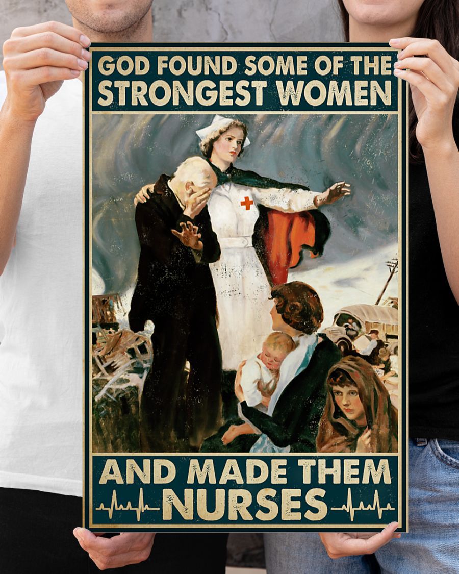 Canvas Prints Nurses God Found Some Of Strongest Women Birthday Gift Vintage Home Wall Decor Canvas - Mostsuit