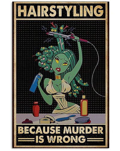 Canvas Prints Hairdresser Because Murder Is Wrong Birthday Gift Vintage Home Wall Decor Canvas - Mostsuit